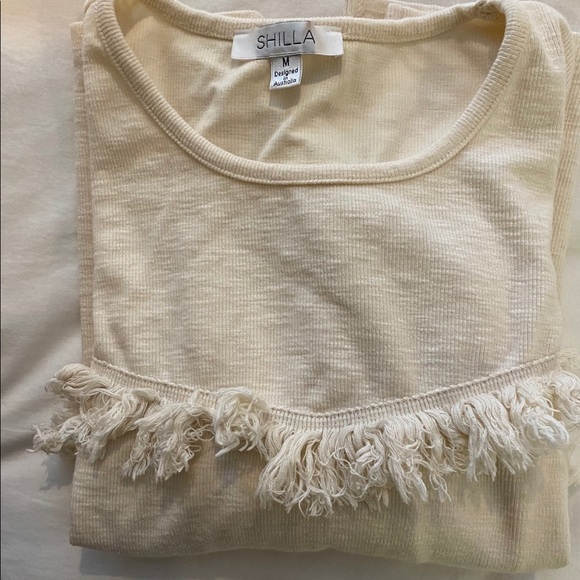 Shilla Light Tan Frayed Top - Picture 5 of 5